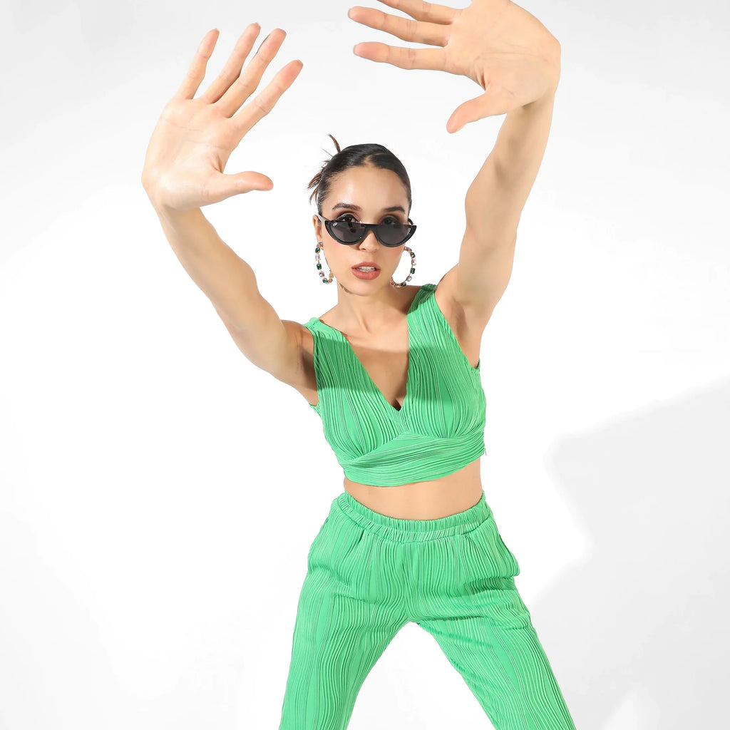 Green Textured Co-Ord Set