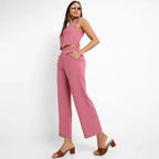 Women's Salmon PInk Chic Vest Co-Ord Set