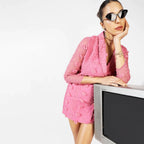 Pink Single-Breasted Blazer Dress