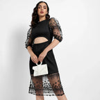 Black Self-design Dress With Cutout Detail