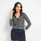 Charcoal Grey Textured Hoodie With Zip-Closure
