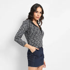 Charcoal Grey Textured Hoodie With Zip-Closure