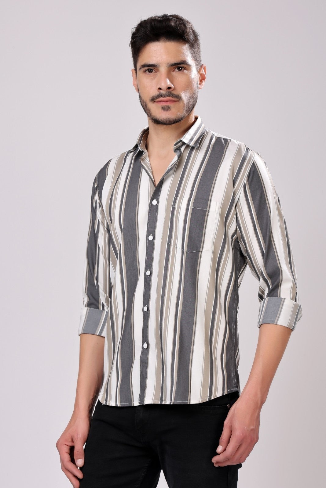 Stylox Regular Fit Full Sleeve Casual Stripes Shirt For Men's