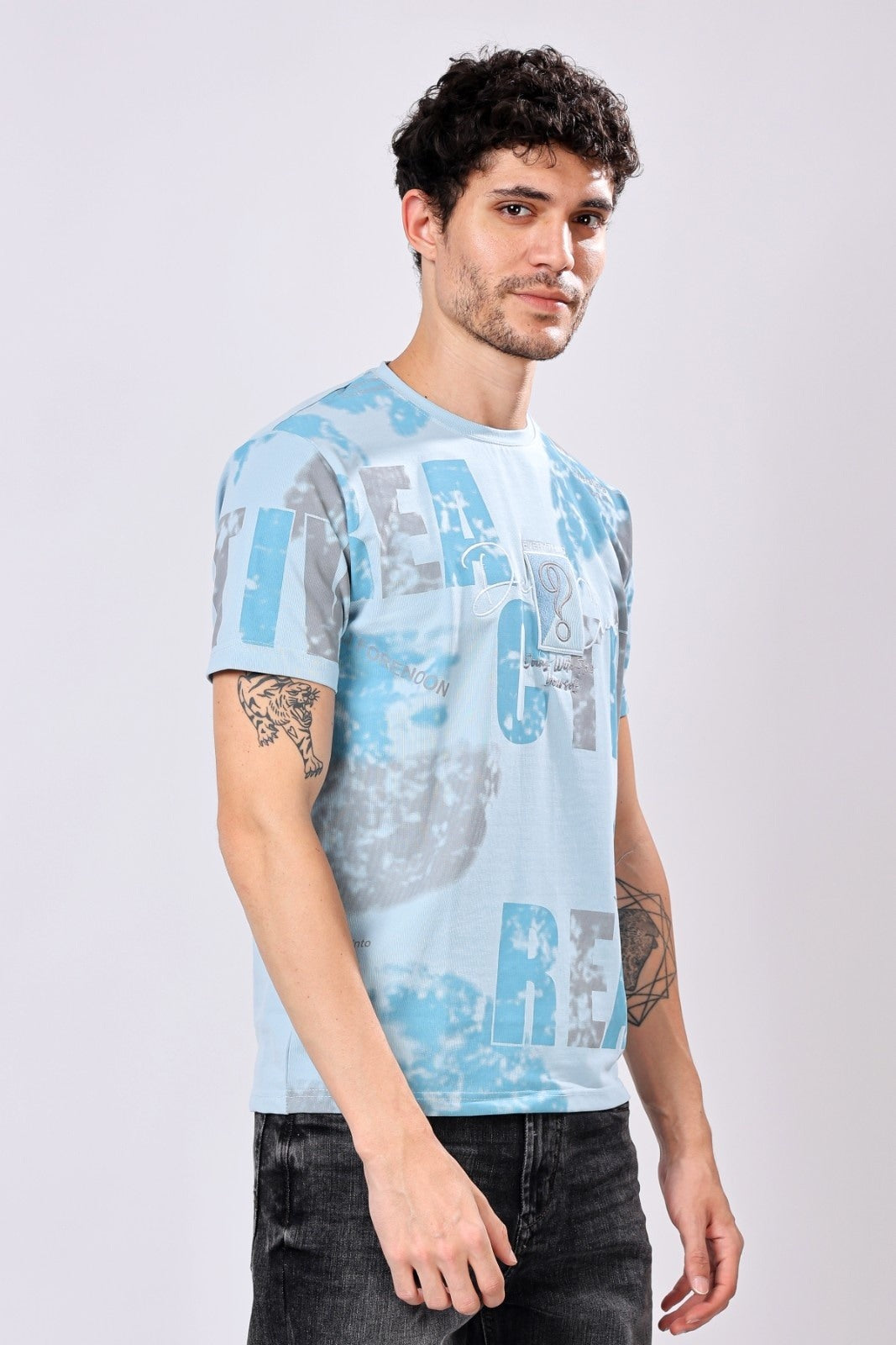 Stylox Men's Round Neck Half Sleeve Printed Casual T-Shirt
