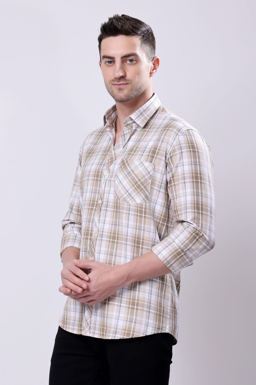 Stylox Regular Fit Full Sleeve Check Casual Shirt For Men's