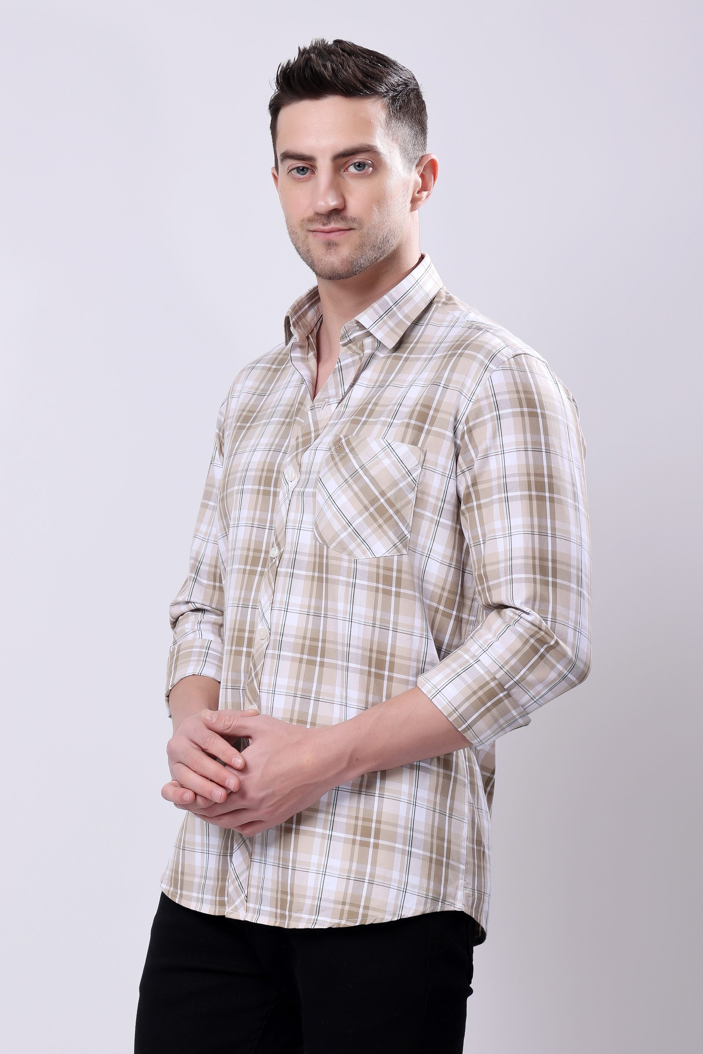 Stylox Regular Fit Full Sleeve Check Casual Shirt For Men's