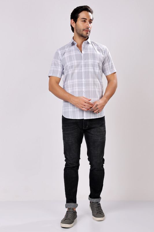 Stylox Men's Regular Fit Half Sleeve Casual Check Shirt