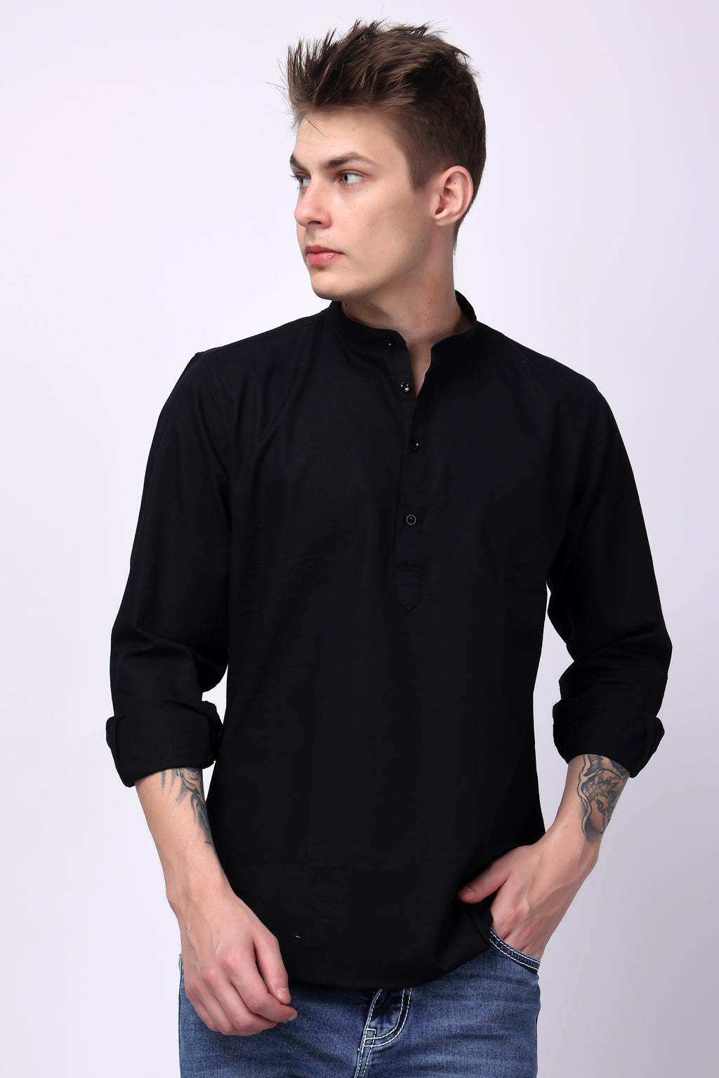Stylox Regular Fit Full Sleeve Solid Kurta for Men with Mandarin Collar