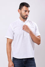 Stylox Regular Fit Half Sleeve Solid Kurta for Men with Mandarin Collar