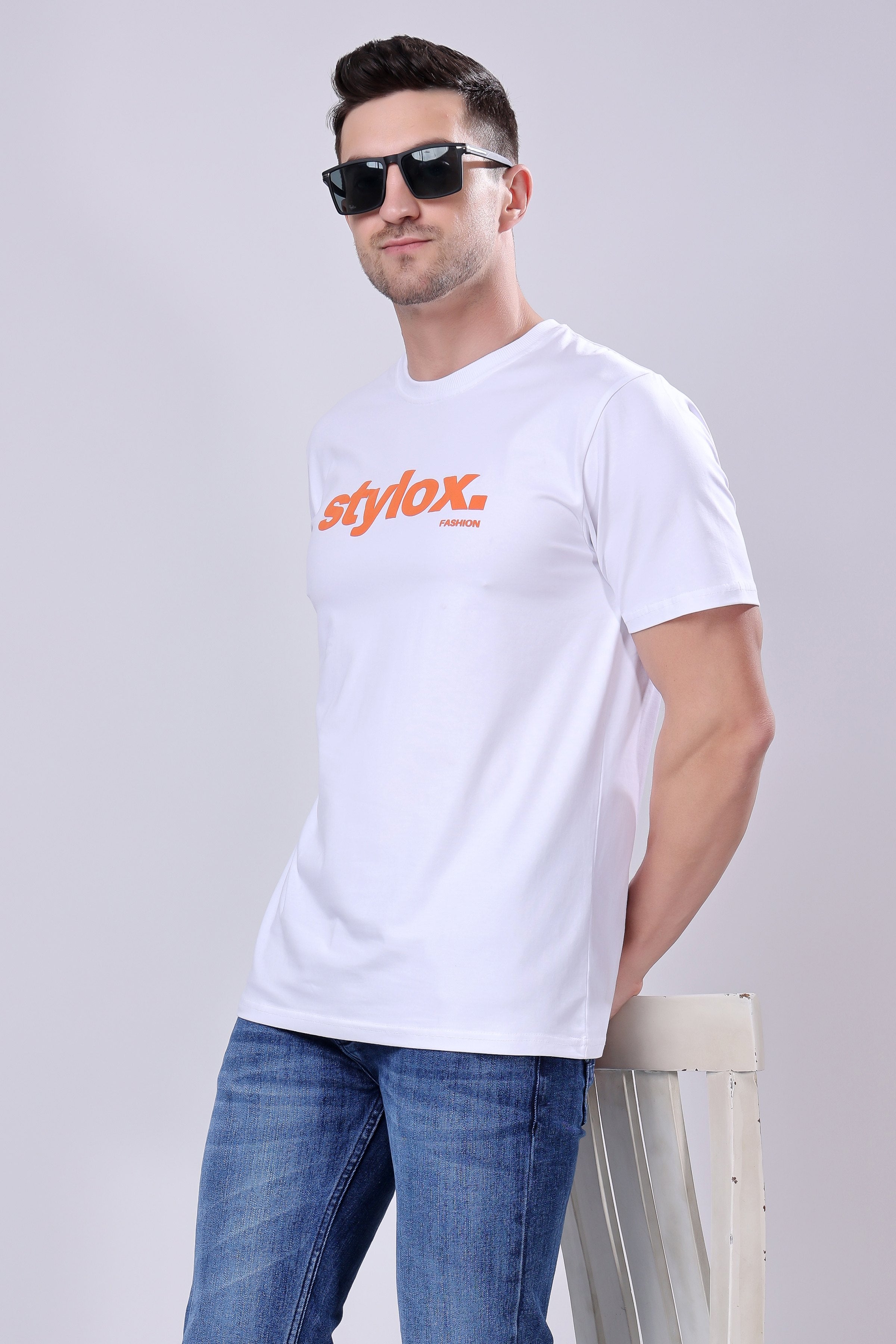Stylox Men's Round Neck Half Sleeve Printed Casual T-Shirt