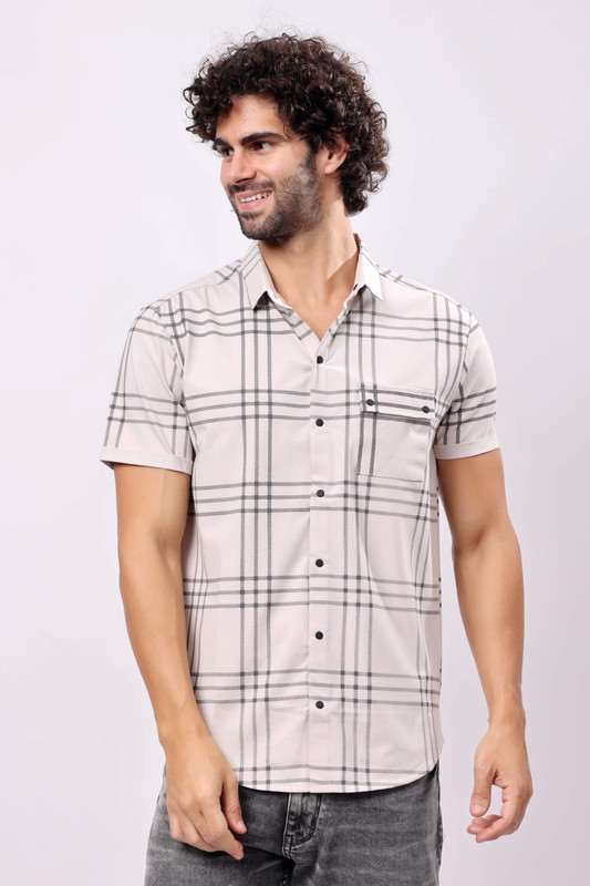 Stylox Men's Regular Fit Half Sleeve Casual Check Shirt