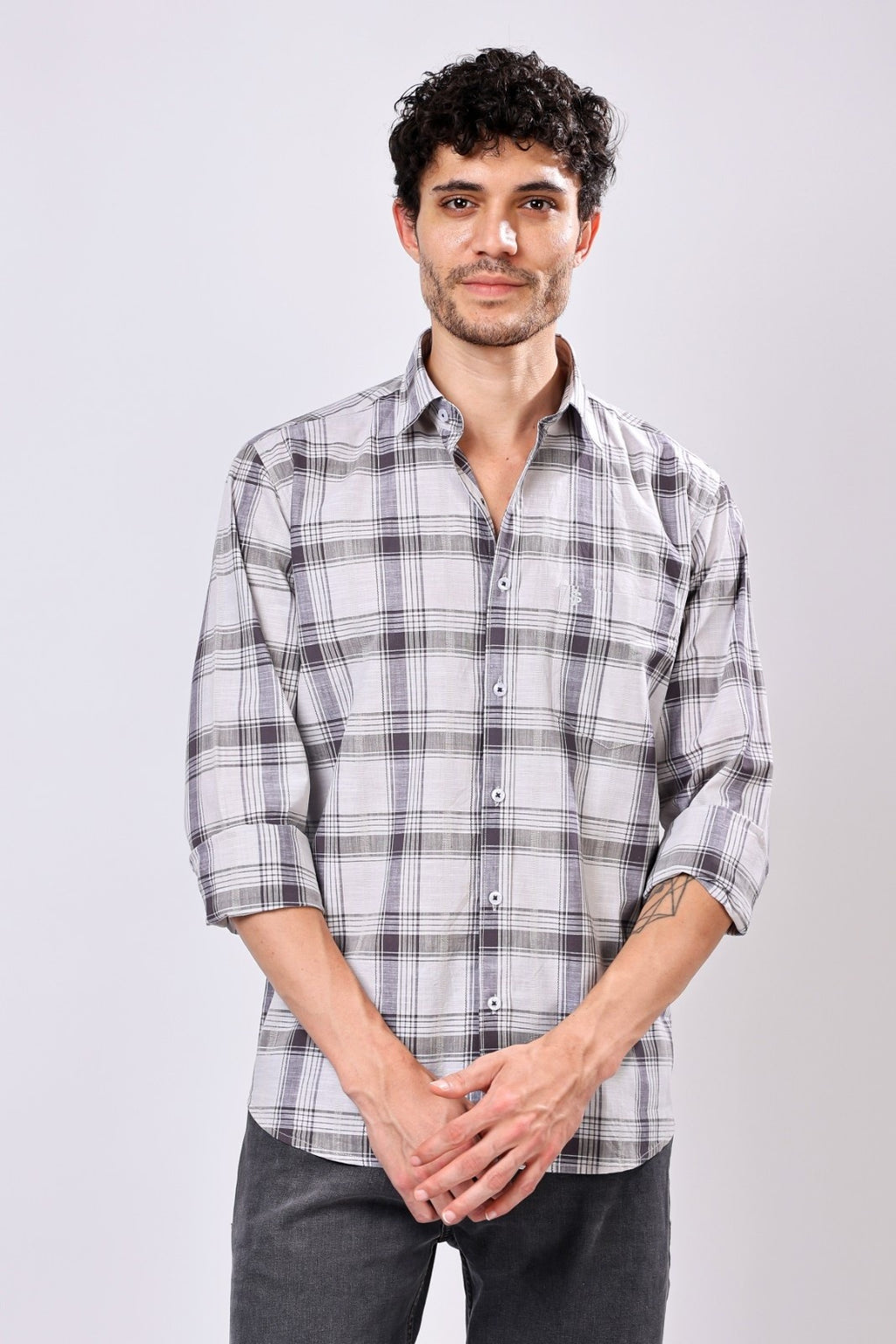 Stylox Regular Fit Full Sleeve Check Casual Shirt For Men's
