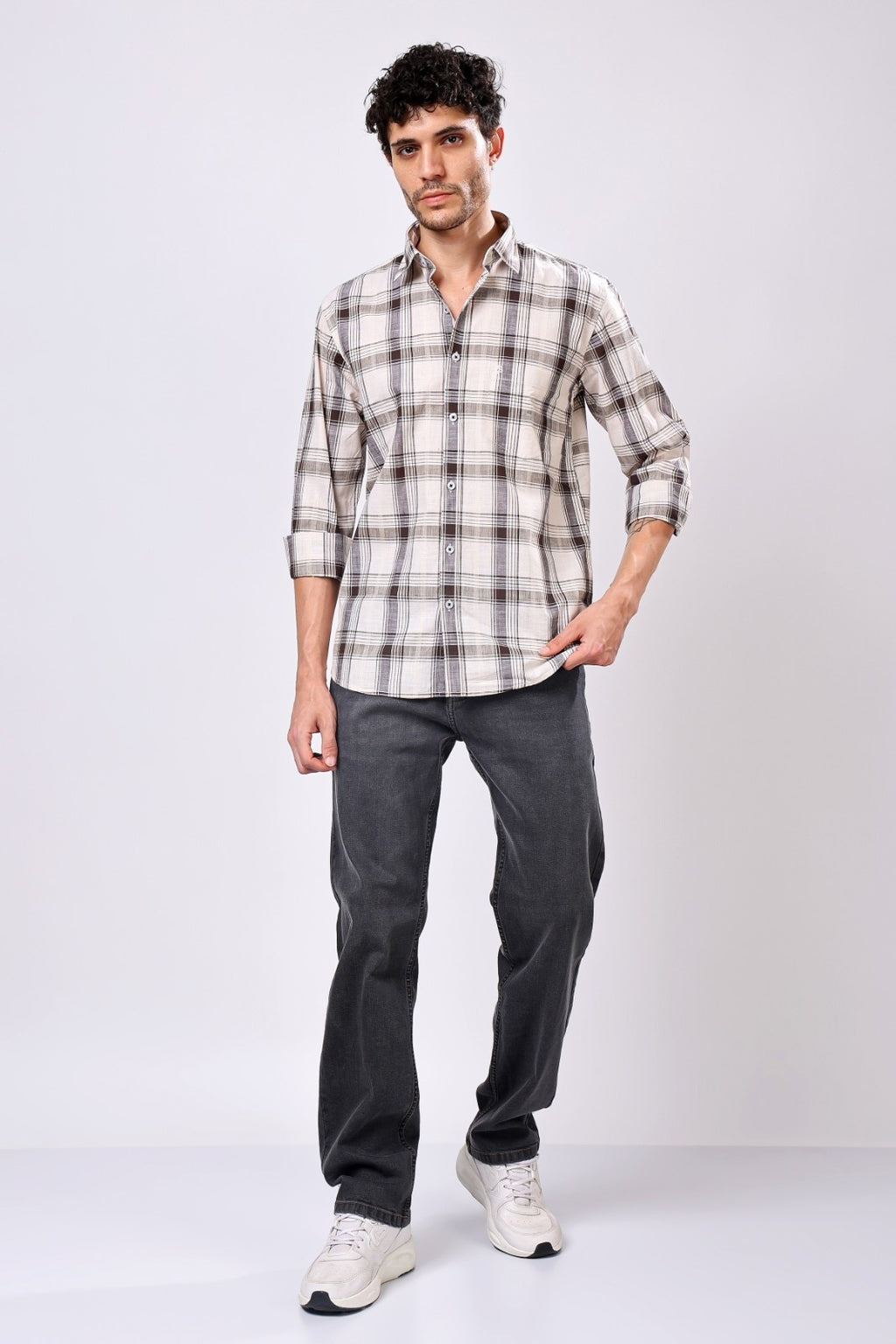 Stylox Regular Fit Full Sleeve Check Casual Shirt For Men's