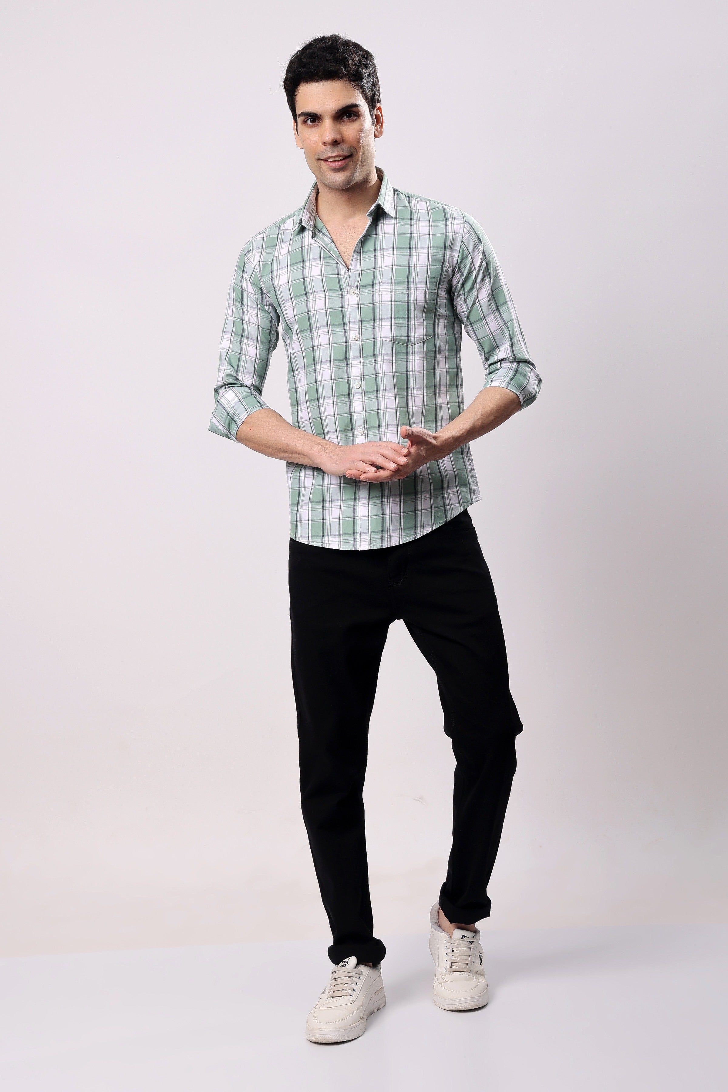 Stylox Regular Fit Full Sleeve Check Casual Shirt For Men's