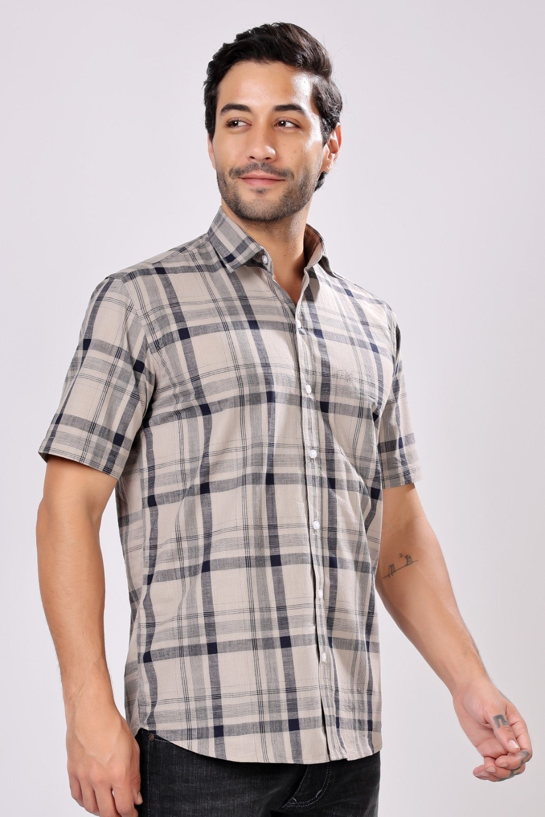Stylox Men's Regular Fit Half Sleeve Casual Check Shirt