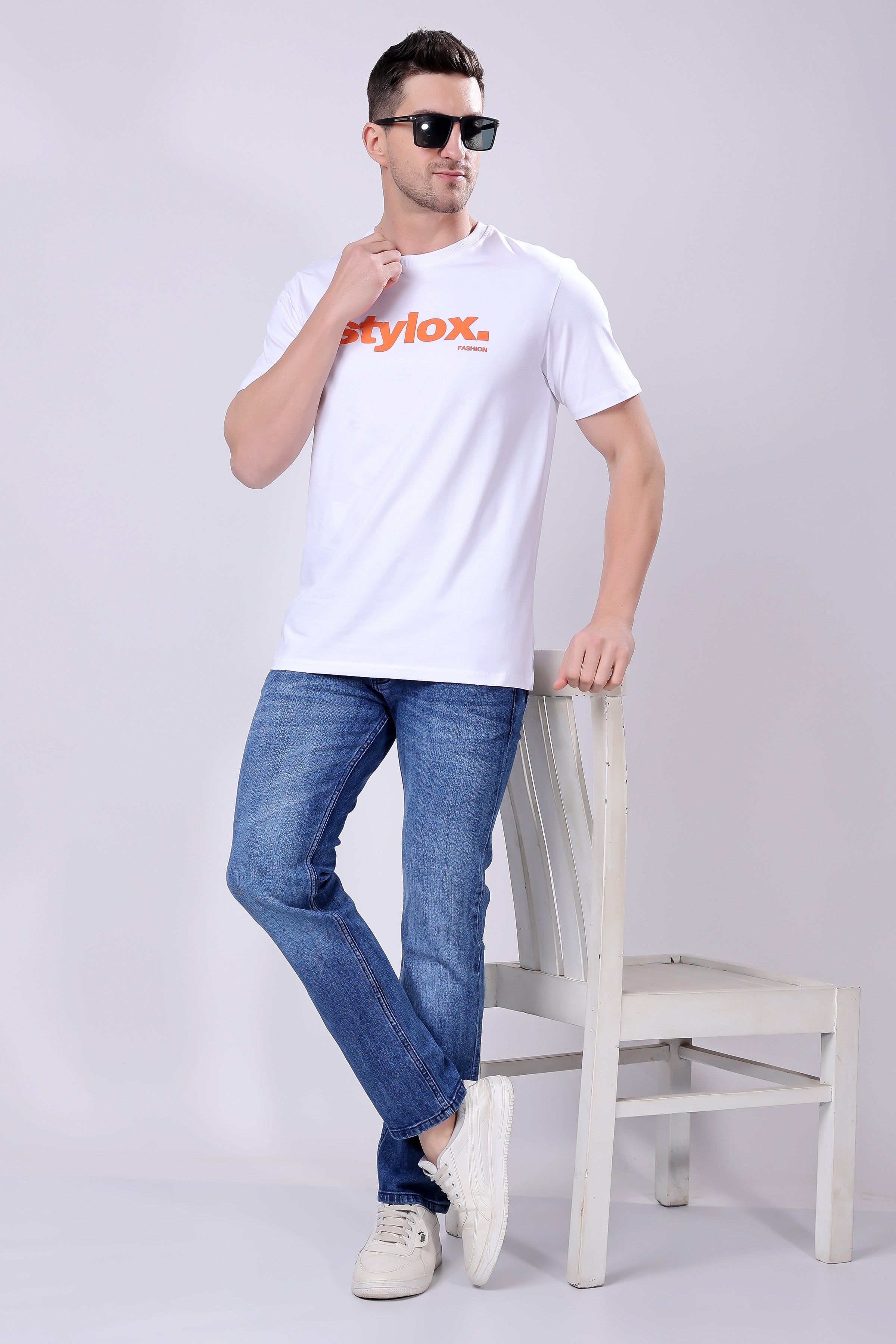Stylox Men's Round Neck Half Sleeve Printed Casual T-Shirt