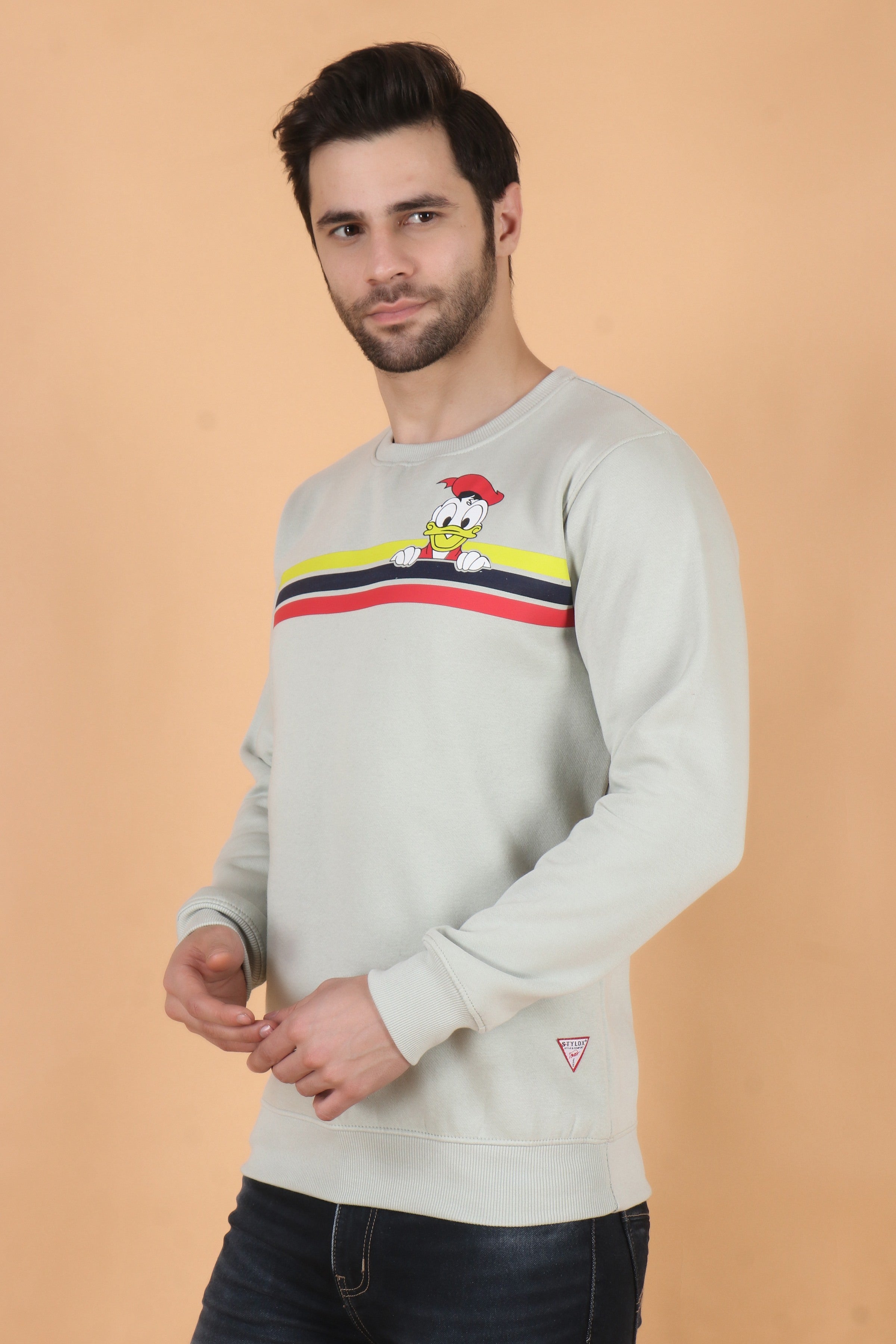 Stylox Regular Fit Round Neck Full Sleeve Printed Sweatshirt for Men's