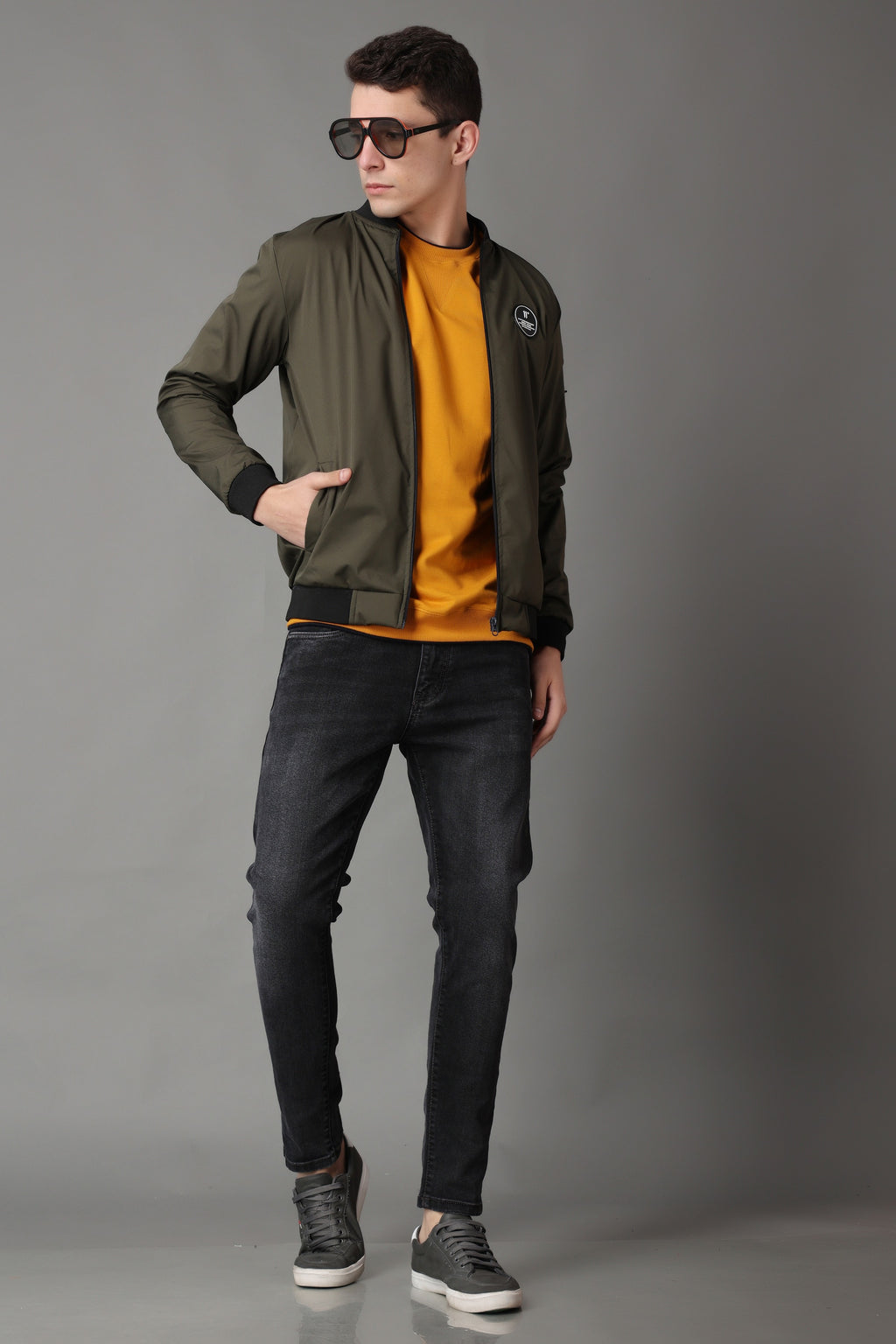 Stylox Regular Fit Full Sleeve Solid Windcheater Jacket for Men