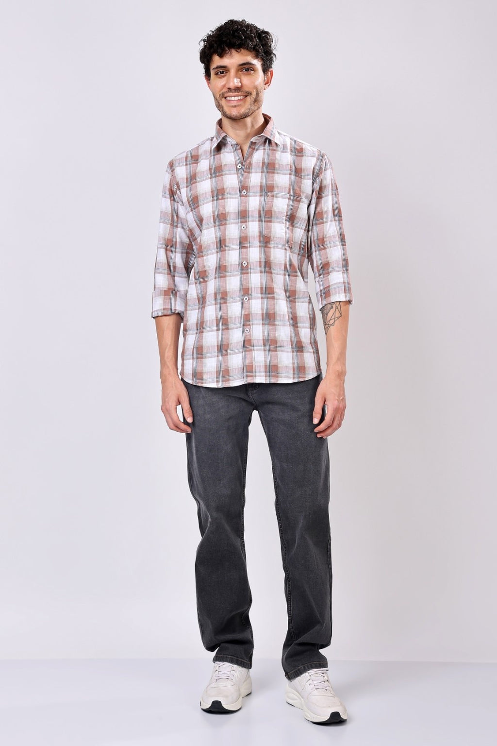 Stylox Regular Fit Full Sleeve Check Casual Shirt For Men's