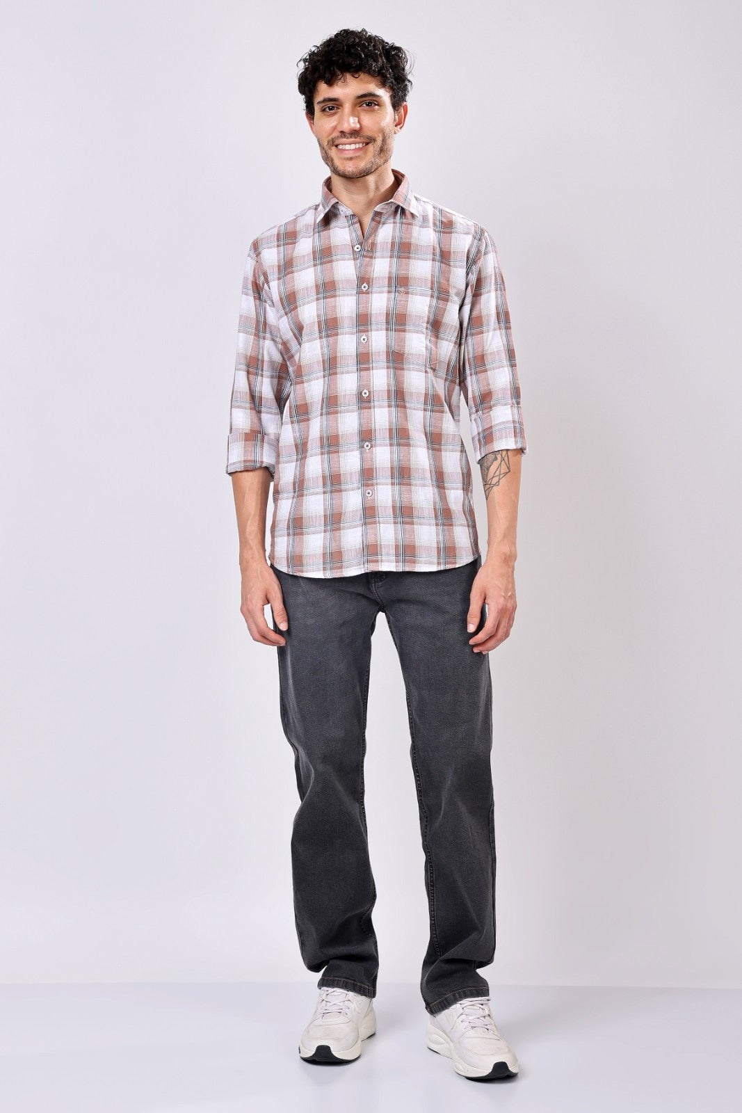 Stylox Regular Fit Full Sleeve Check Casual Shirt For Men's