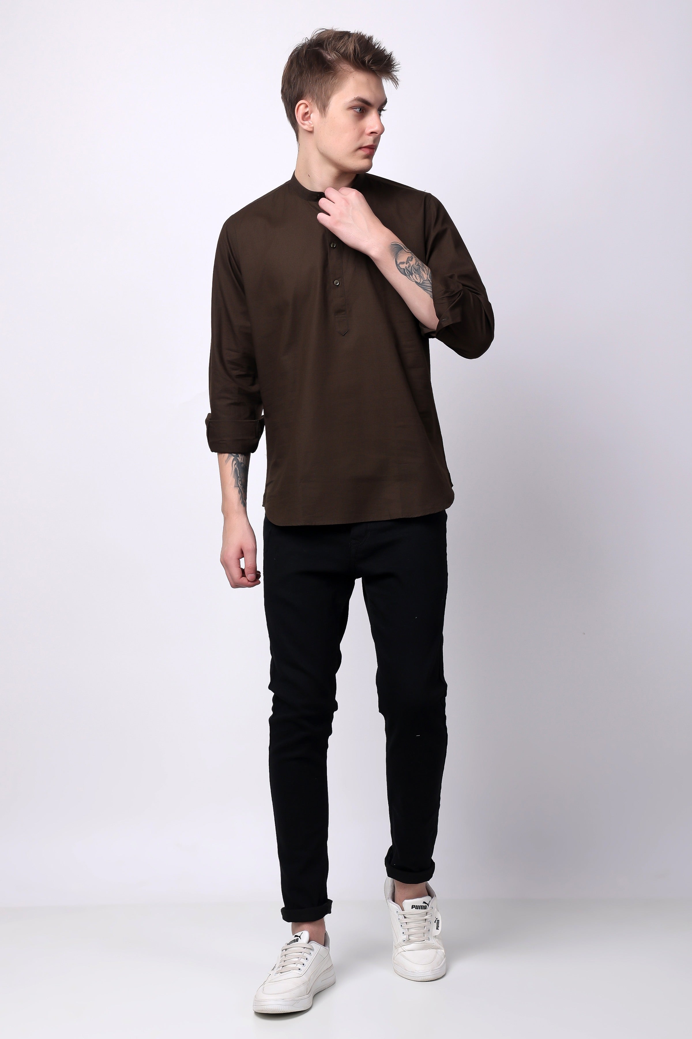 Stylox Regular Fit Full Sleeve Solid Kurta for Men with Mandarin Collar