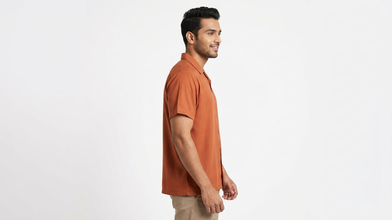 Women's Burnt Orange Collared Casual Shirt