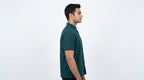 Teal Band Collar Casual Button-Down Top