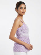 Lavender Embroidered Sleeveless Top