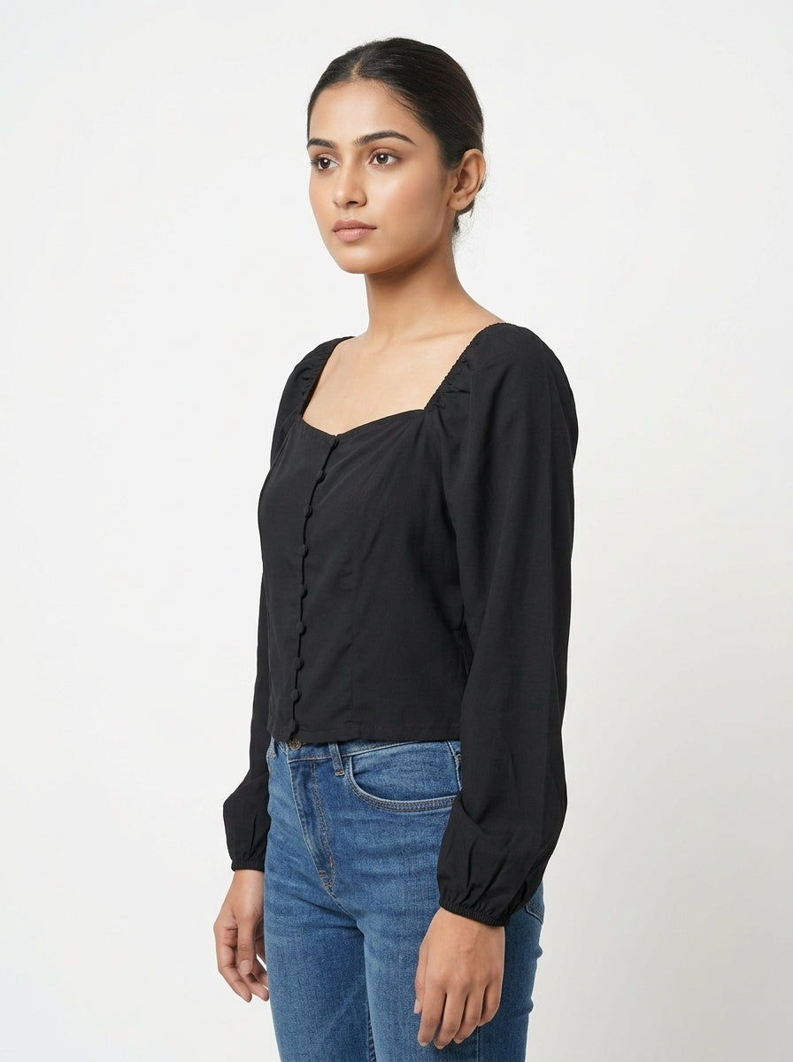 HARPA Top Casual Black Polyester