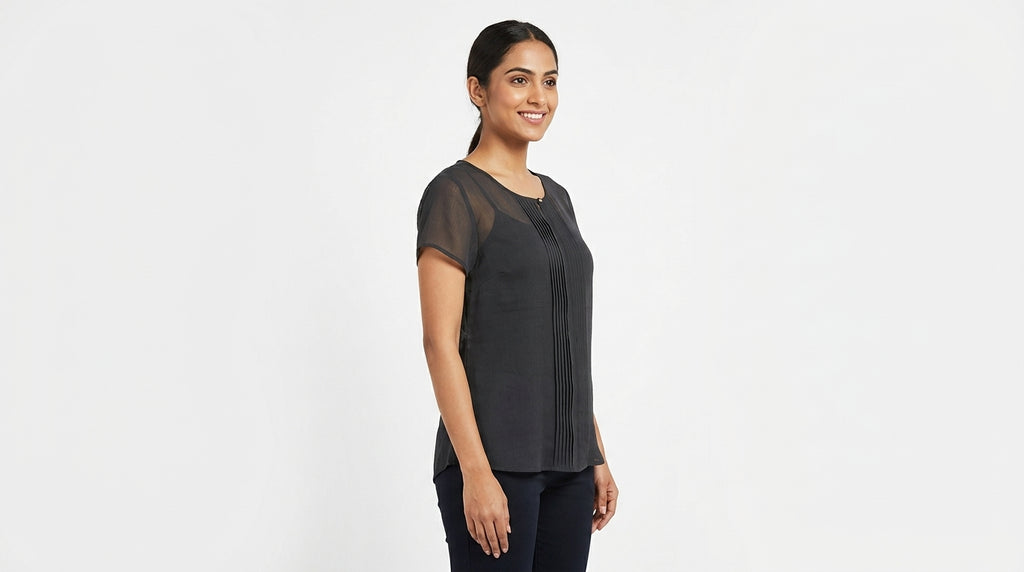 Max Top Casual Charcoal Polyester