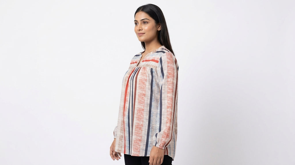 Top Casual Beige Blended