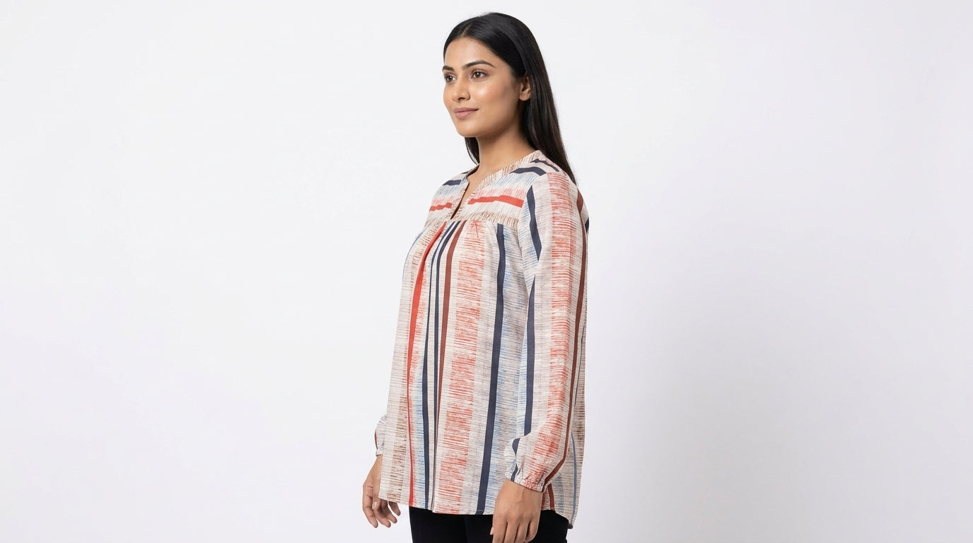Top Casual Beige Blended