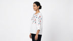 White Embroidered Floral Casual Top