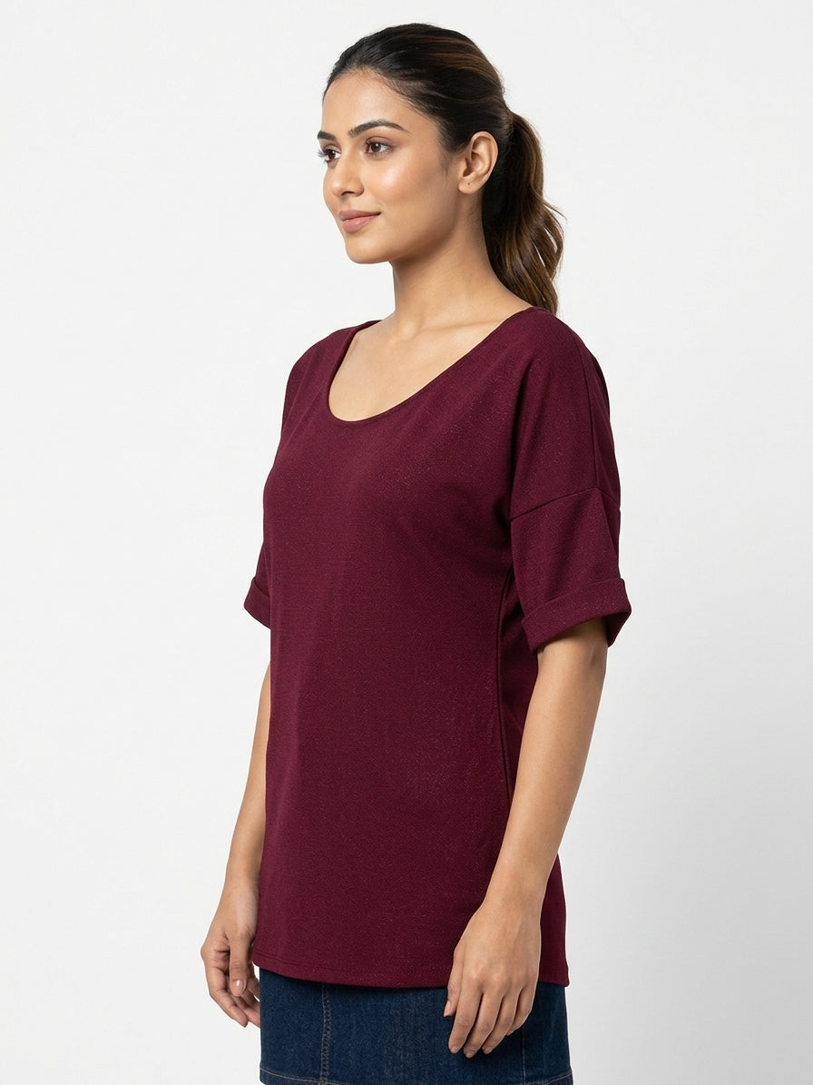 hér by INVICTUS Women's XL Burgundy Textured Top