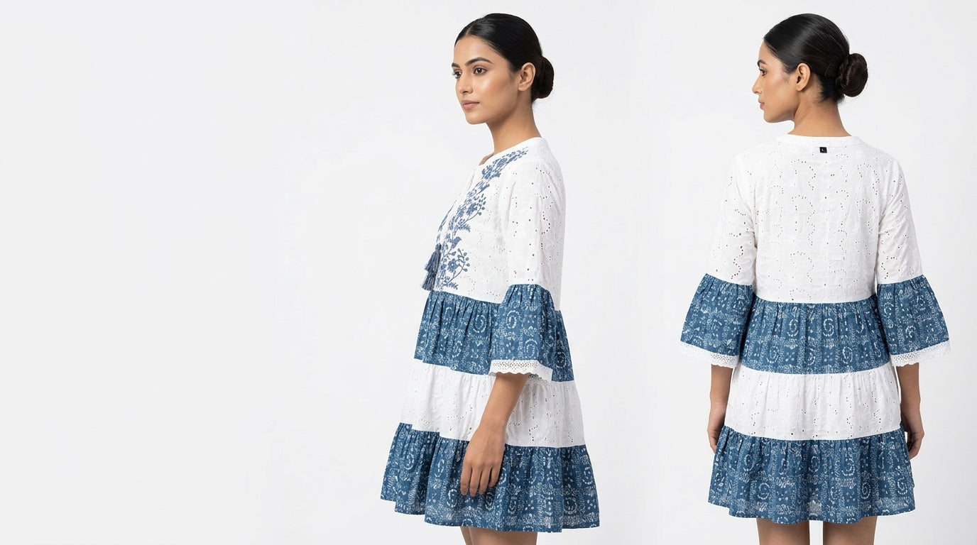 White Top with Detailed Neckline