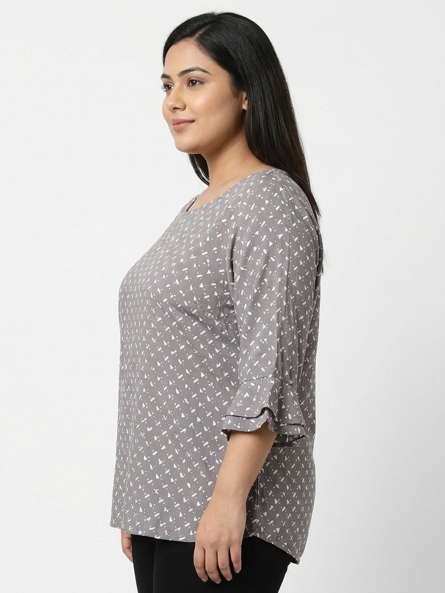 Here & Now Top Casual Grey Viscose