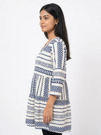 STYLUM Women's White & Blue Tribal Print Top