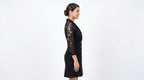 Miss Chase Black Zipper Back Dress with Shimmer Detail