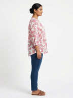 Pink Moon Top Casual White Cotton