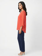 RARE Top Casual Orange Polyester