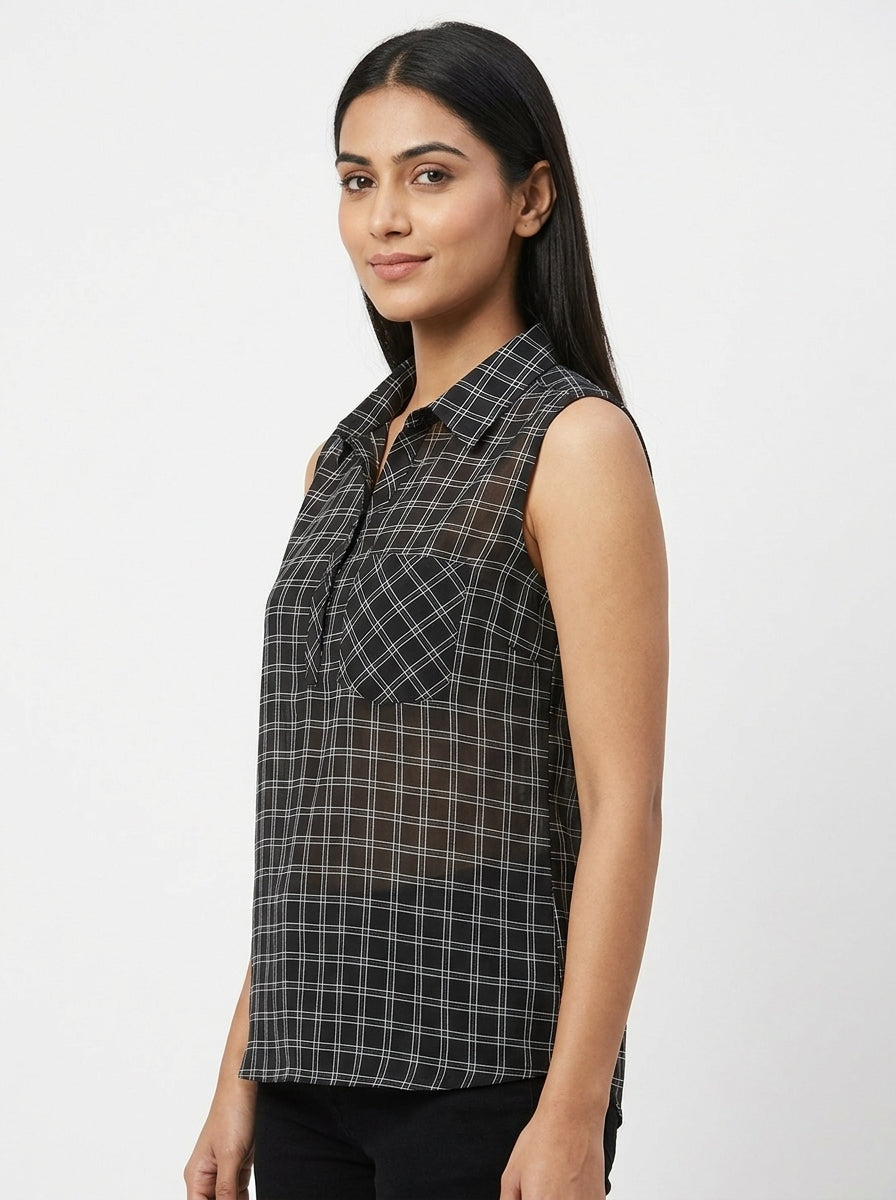Dioof Top Casual Black Polyester