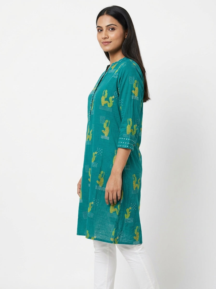Max Kurti Casual Teal Viscose