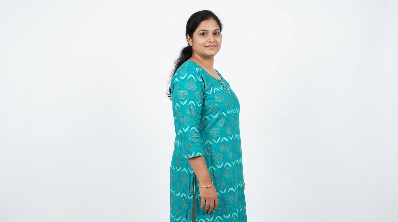 Teal Turquoise Lightweight Top with Gold Dot Detail, Size XXL