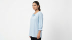 Top Casual Blue Polyester & Blended