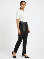Black Regular Fit Trousers with Belt