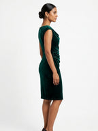 Jessica Howard Green Velvet Cowl Neck Dress