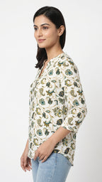 Cottonworld Top Casual White Cotton & Blended