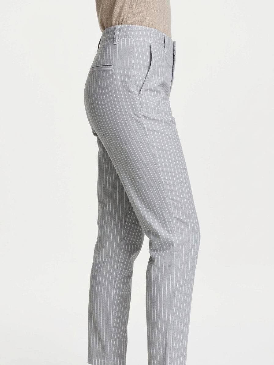 Grey Pinstripe Regular Fit Trousers