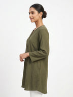 Olive Green Relaxed Fit Casual Tunic Top