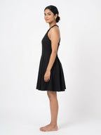 Black Halter Neck Flare Dress